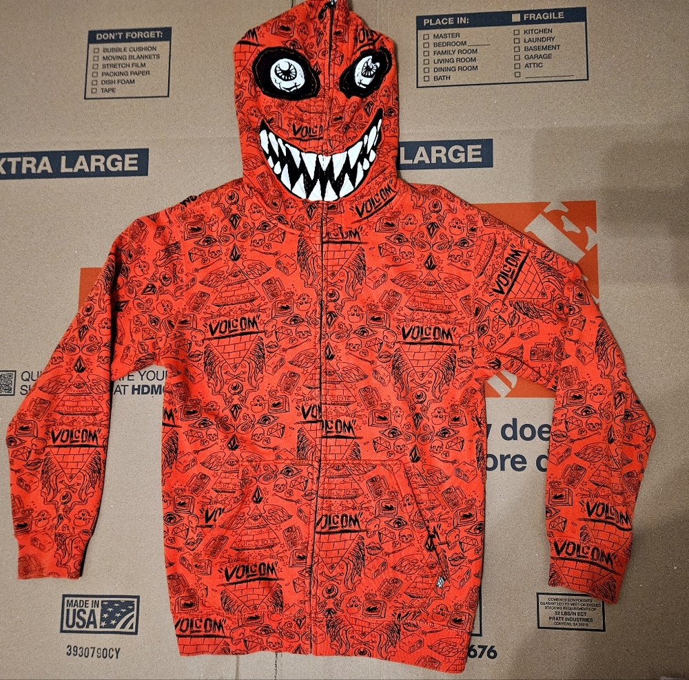 Ryan Scheckler Full Zip Monster Hoodie Red Fits MEDIUM